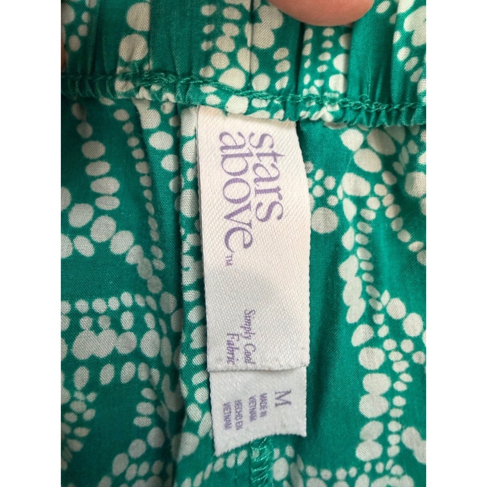 Stars Above Green Leaf Print‎ Pajama Set Womens S M Short Sleeve Lyocell 2pc - Picture 11 of 15